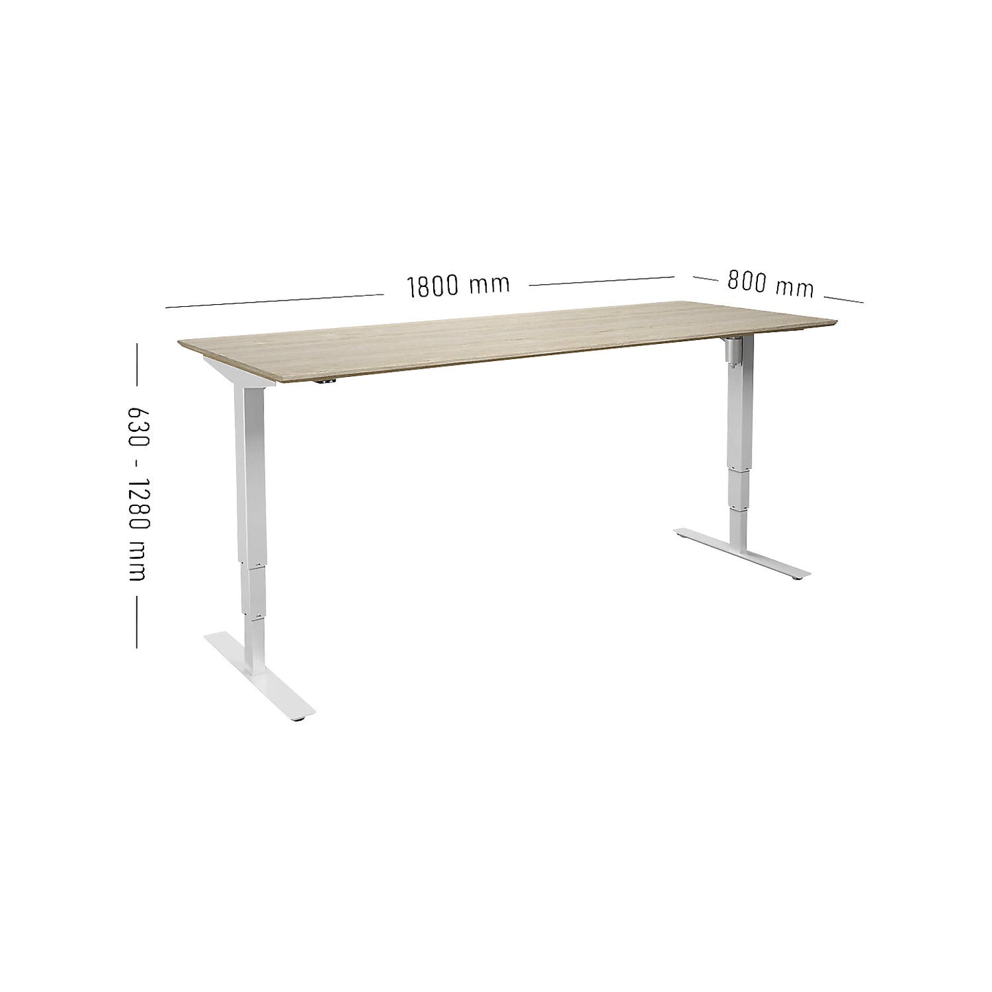 Atlanta Trend desk, electrically height adjustable, straight, WxD 1800 x 800 mm, oak/white.