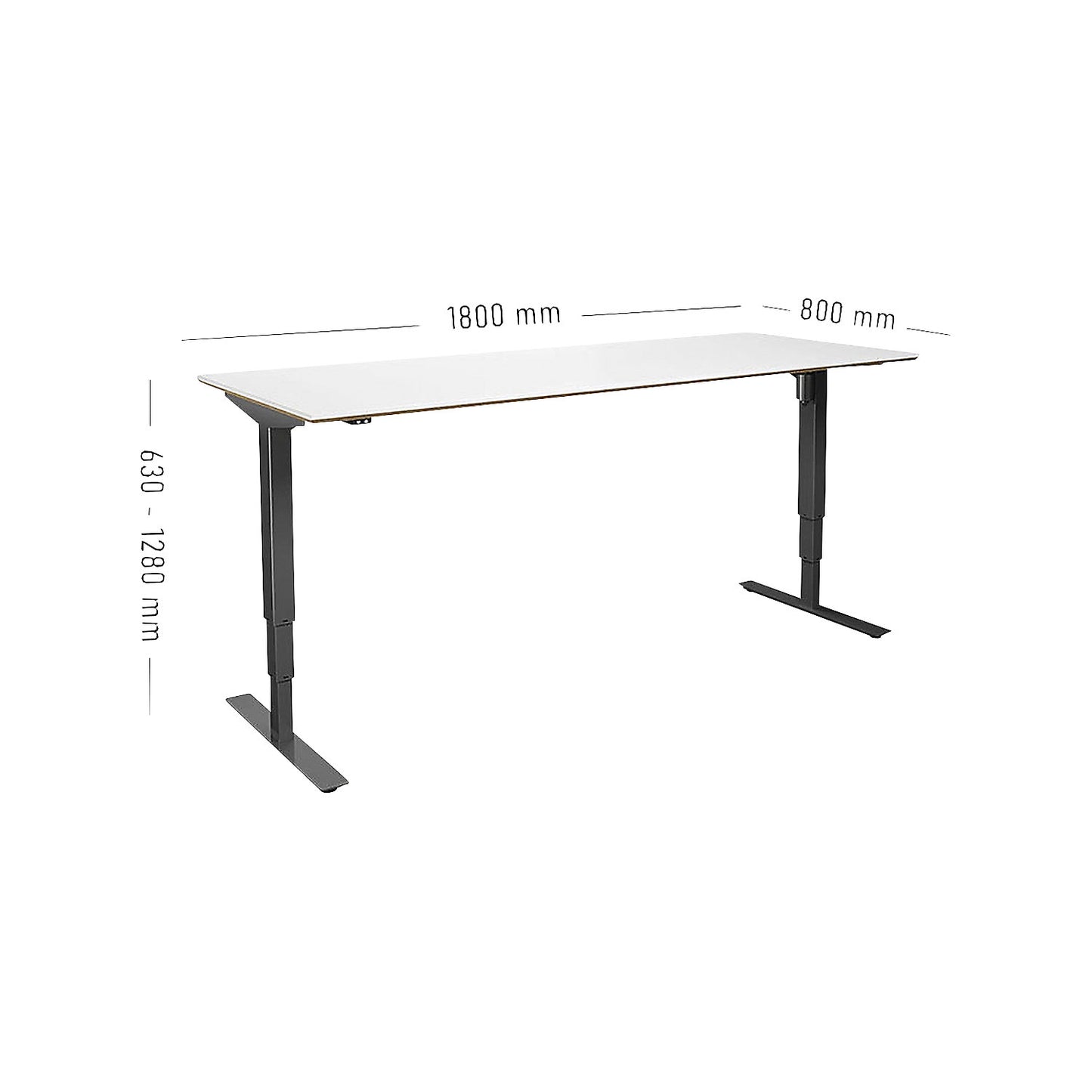 Atlanta Trend desk, electrically height adjustable, straight, WxD 1800 x 800 mm, white/black.