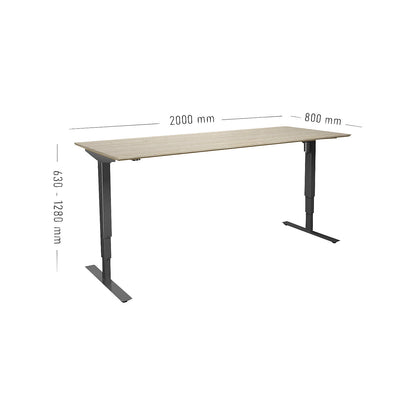 Atlanta Trend desk, electrically height adjustable, straight, WxD 2000 x 800 mm, oak/black.