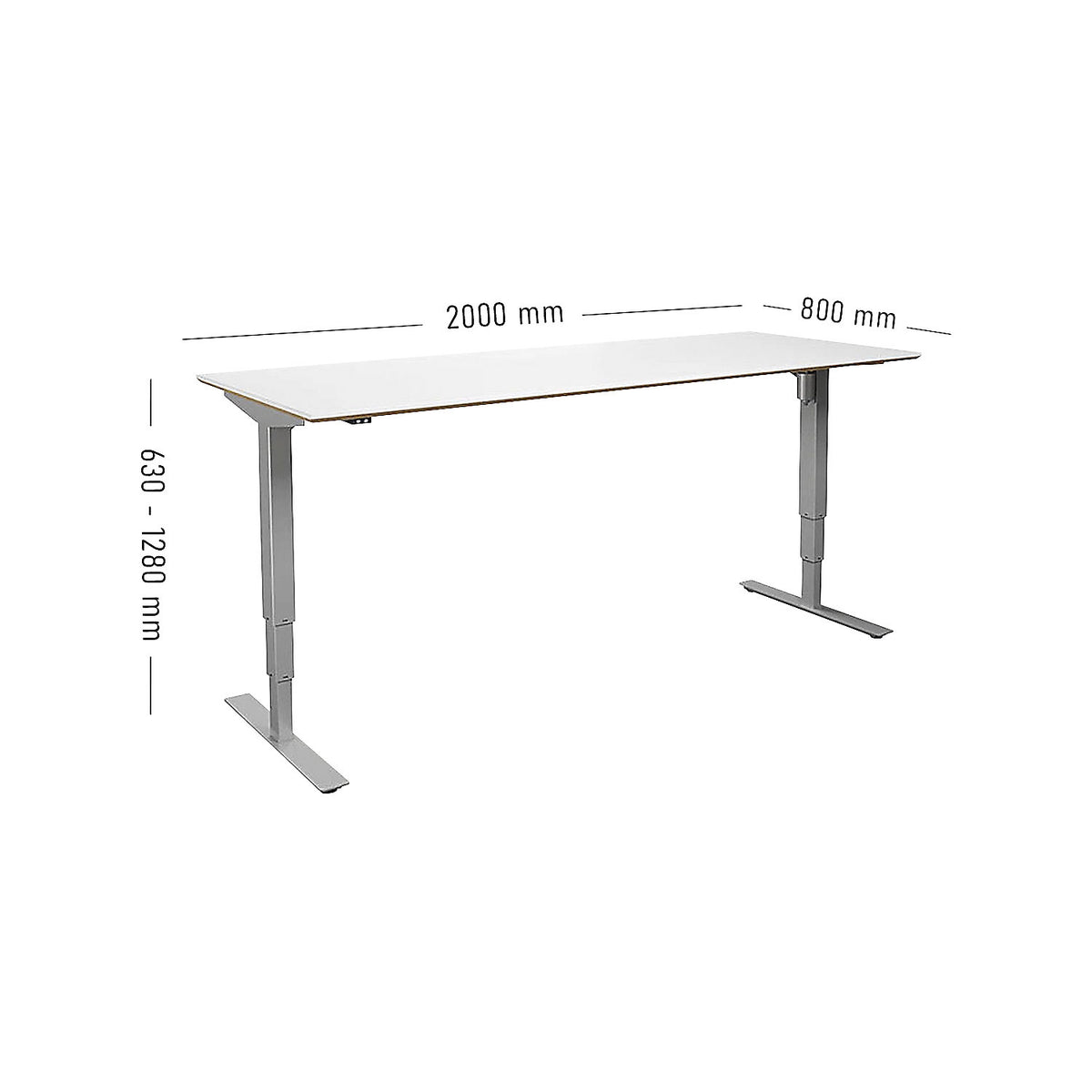 Atlanta Trend desk, electrically height adjustable, straight, WxD 2000 x 800 mm, white/silver.