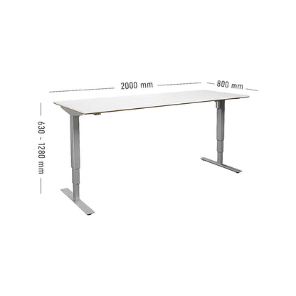 Atlanta Trend desk, electrically height adjustable, straight, WxD 2000 x 800 mm, white/silver.