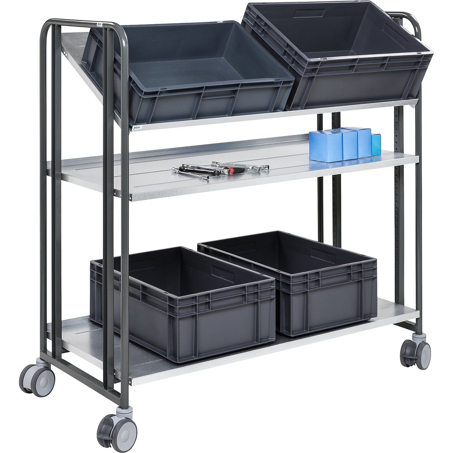 E-commerce order picking trolley, 3 shelves, LxWxH 1277 x 638 x 1300 mm.