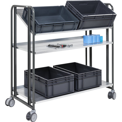 E-commerce order picking trolley, 3 shelves, LxWxH 1277 x 638 x 1300 mm.