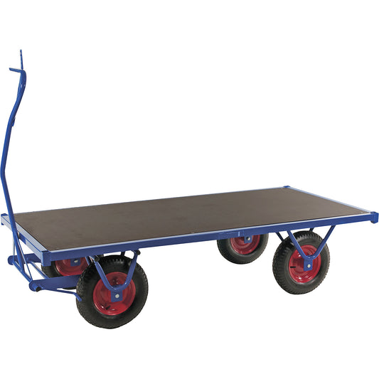 Heavy duty trolley, with puncture proof tyres, platform 1000 x 2500 mm.