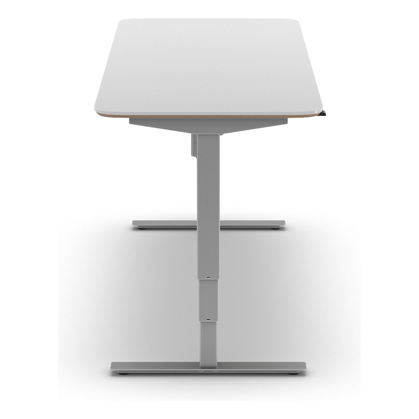 Atlanta Trend desk, electrically height adjustable, straight, rounded corners, WxD 2000 x 800 mm, white/silver.