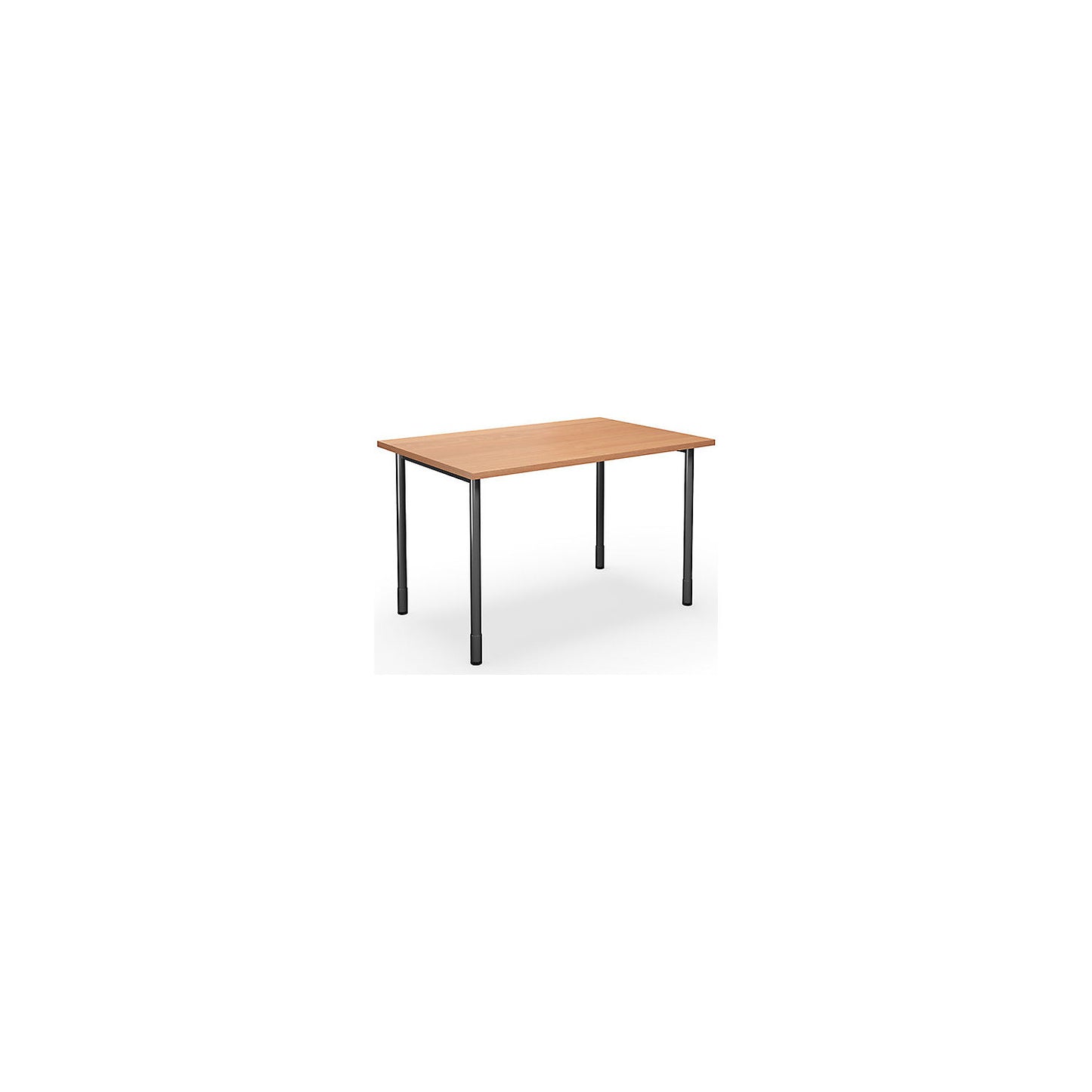 DUO-C multi-purpose desk, straight tabletop, HxD 700 - 800 x 800 mm, width 1200 mm, beech, black.