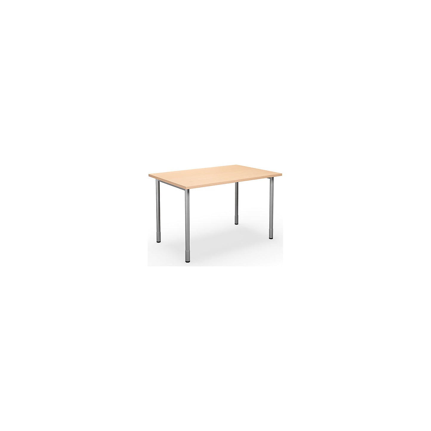 DUO-C multi-purpose desk, straight tabletop, HxD 700 - 800 x 800 mm, width 1200 mm, birch, silver.