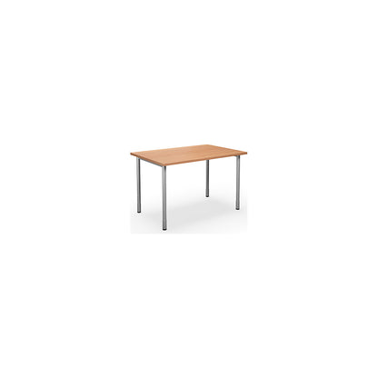 DUO-C multi-purpose desk, straight tabletop, HxD 700 - 800 x 800 mm, width 1200 mm, beech, silver.
