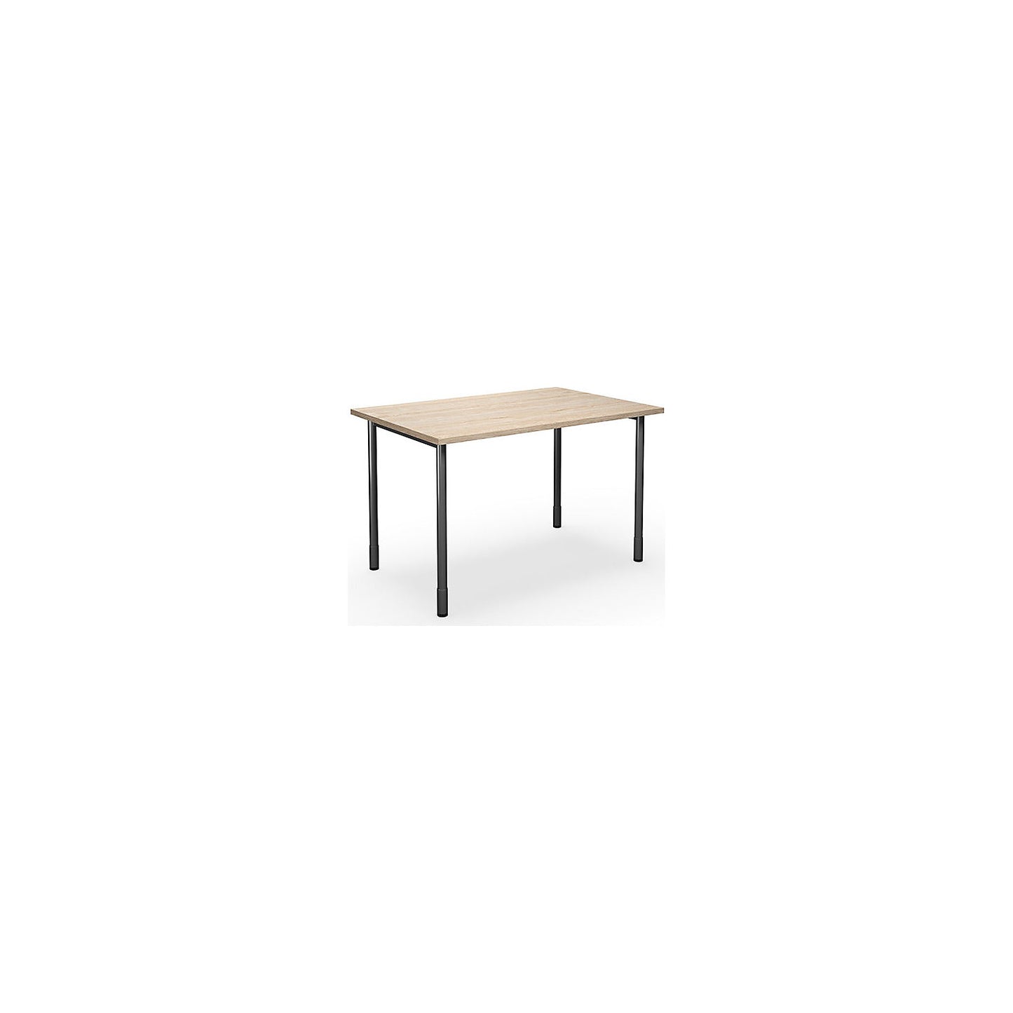 DUO-C multi-purpose desk, straight tabletop, HxD 700 - 800 x 800 mm, width 1200 mm, oak, black.