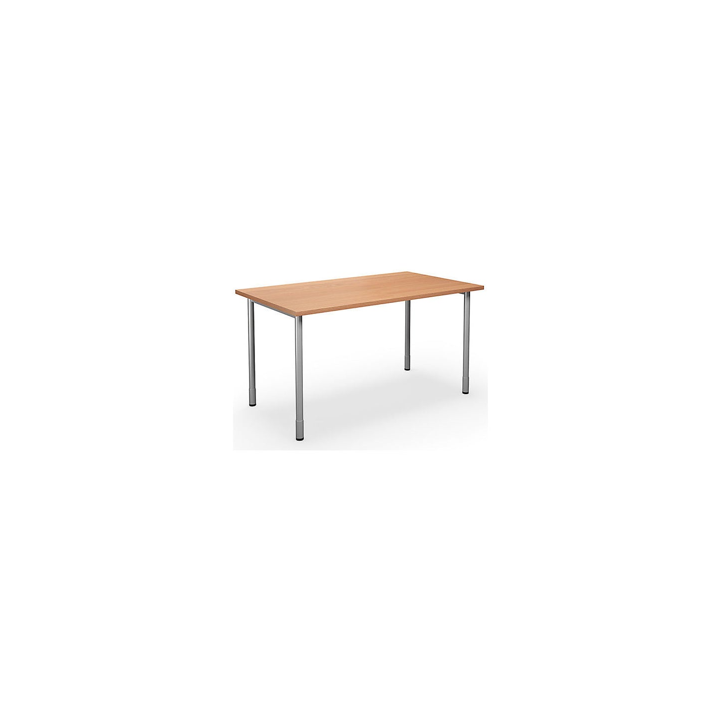 DUO-C multi-purpose desk, straight tabletop, HxD 700 - 800 x 800 mm, width 1400 mm, beech, silver.