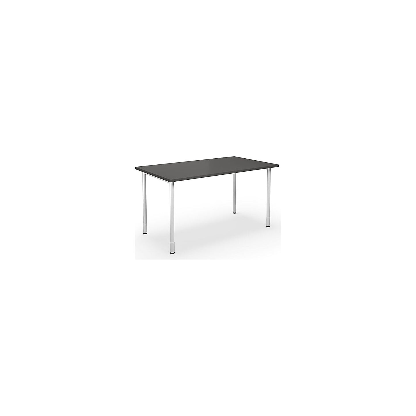 DUO-C multi-purpose desk, straight tabletop, HxD 700 - 800 x 800 mm, width 1400 mm, dark grey, white.