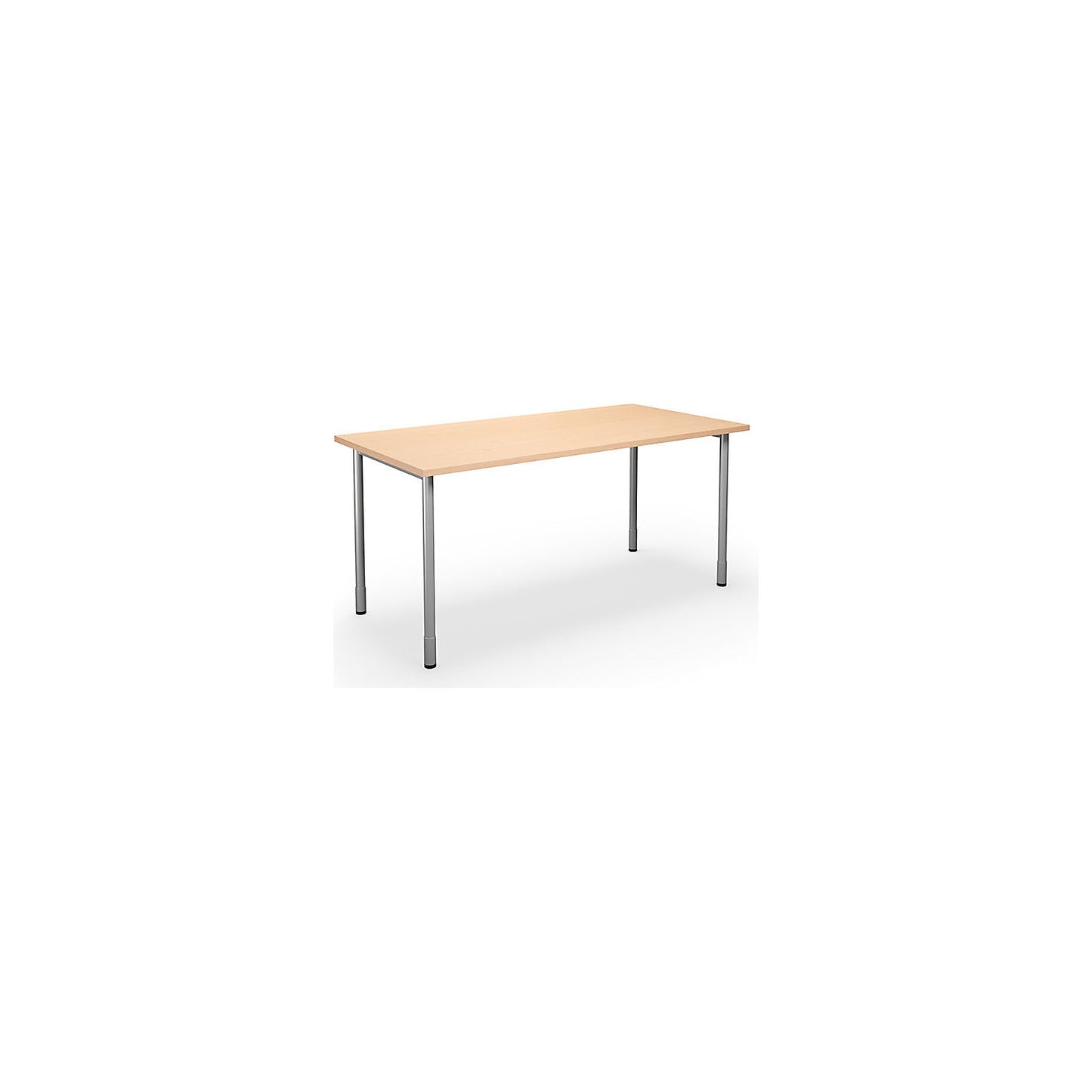 DUO-C multi-purpose desk, straight tabletop, HxD 700 - 800 x 800 mm, width 1600 mm, birch, silver.