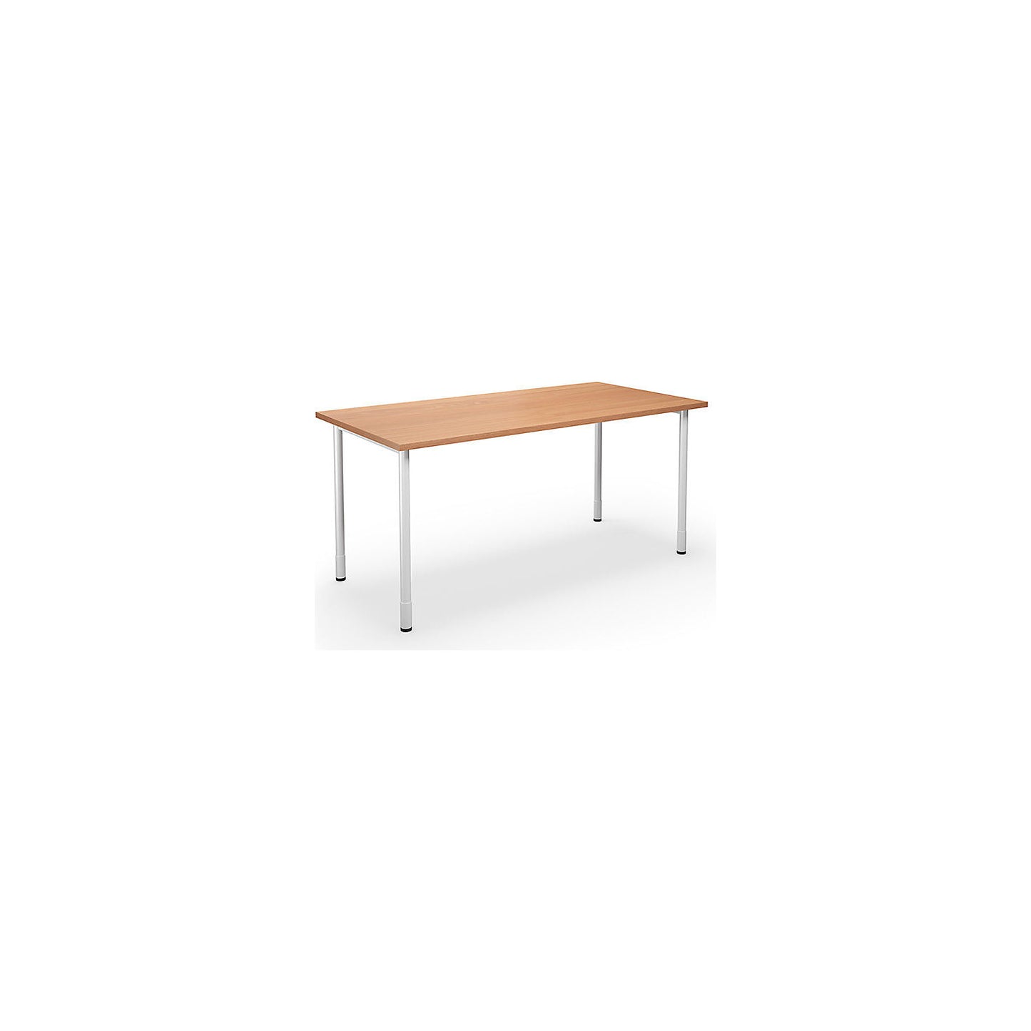 DUO-C multi-purpose desk, straight tabletop, HxD 700 - 800 x 800 mm, width 1600 mm, beech, white.