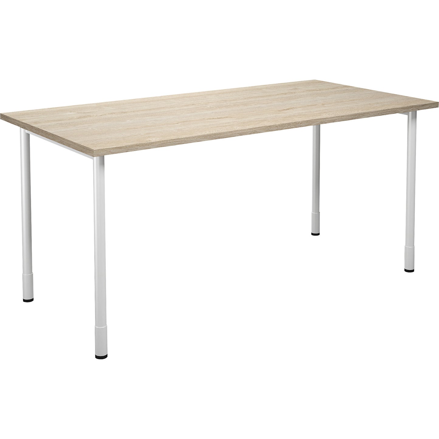 DUO-C multi-purpose desk, straight tabletop, HxD 700 - 800 x 800 mm, width 1600 mm, oak, white.