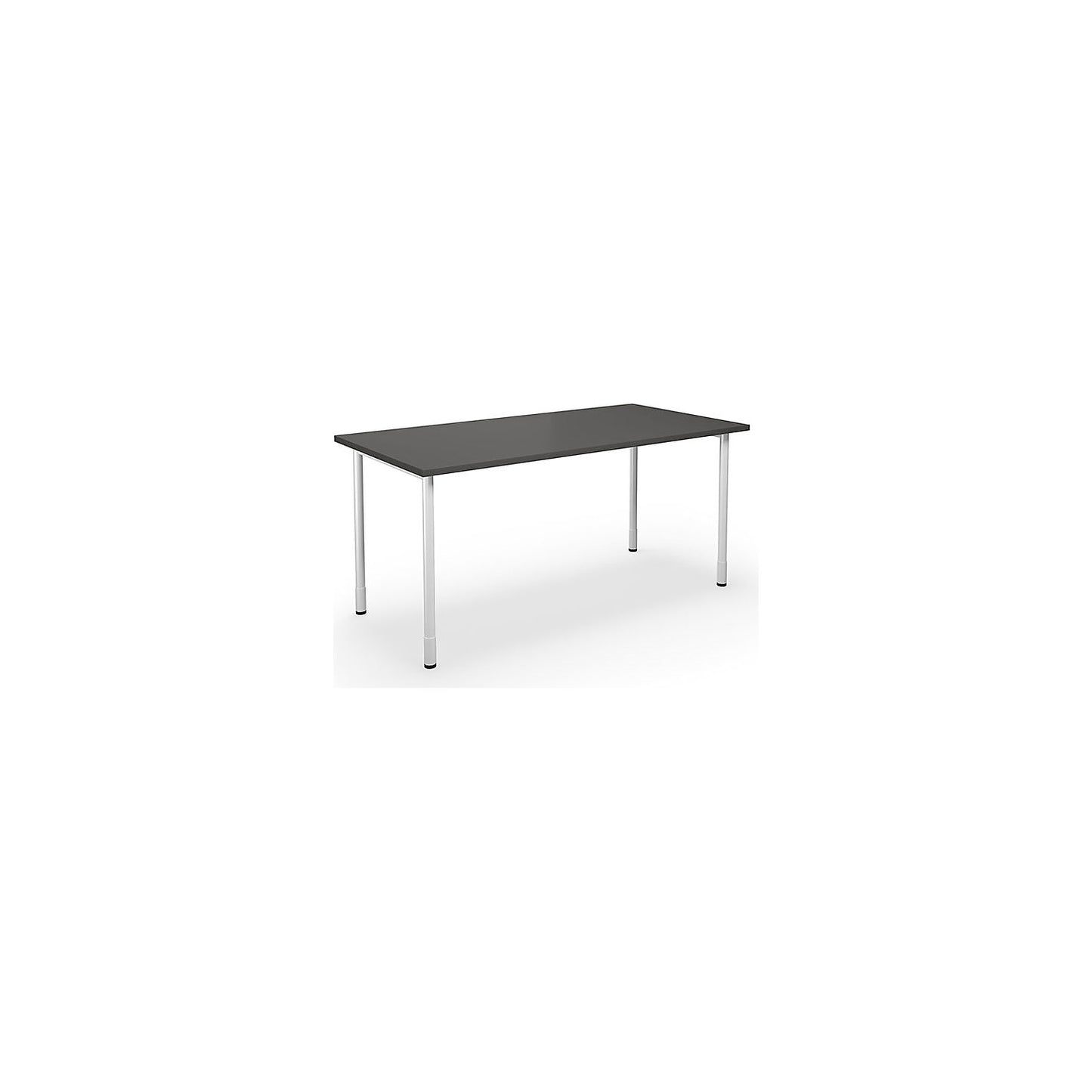 DUO-C multi-purpose desk, straight tabletop, HxD 700 - 800 x 800 mm, width 1600 mm, dark grey, white.