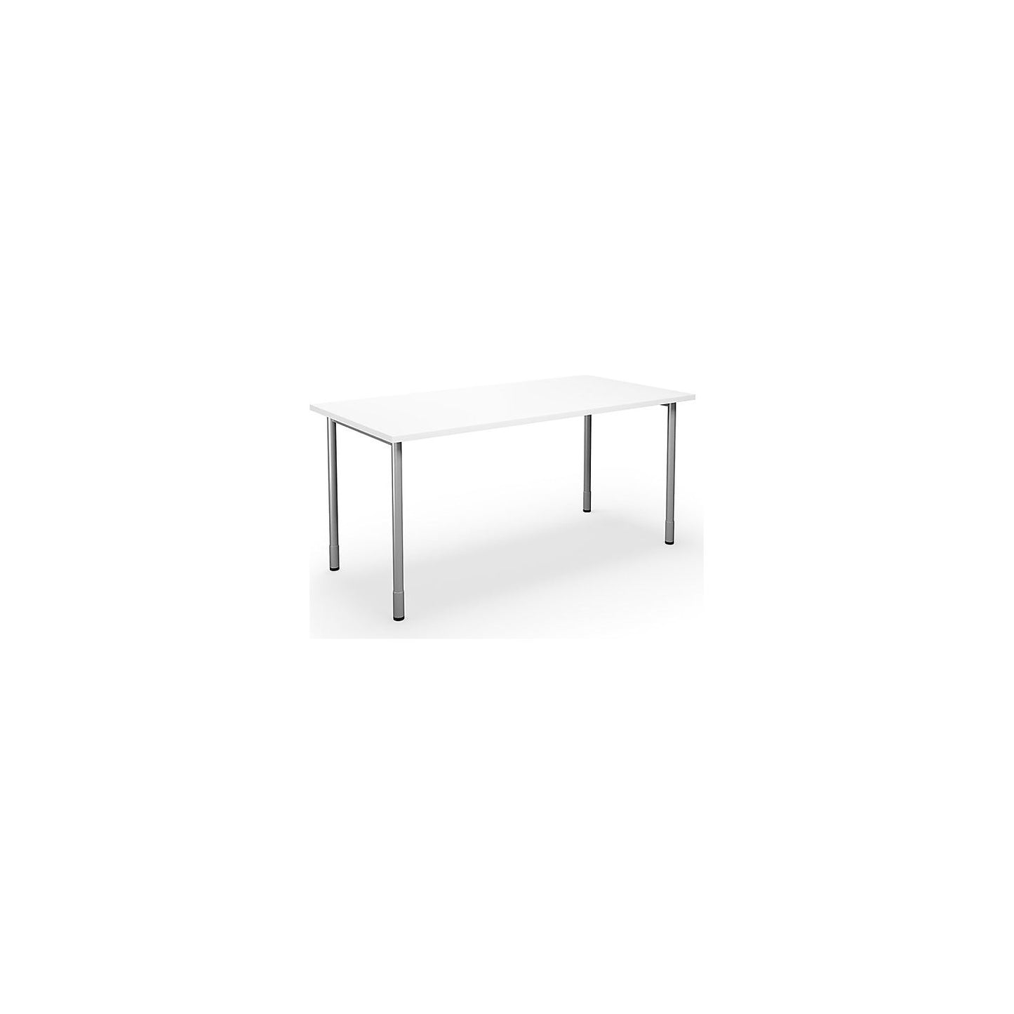 DUO-C multi-purpose desk, straight tabletop, HxD 700 - 800 x 800 mm, width 1600 mm, white, silver.