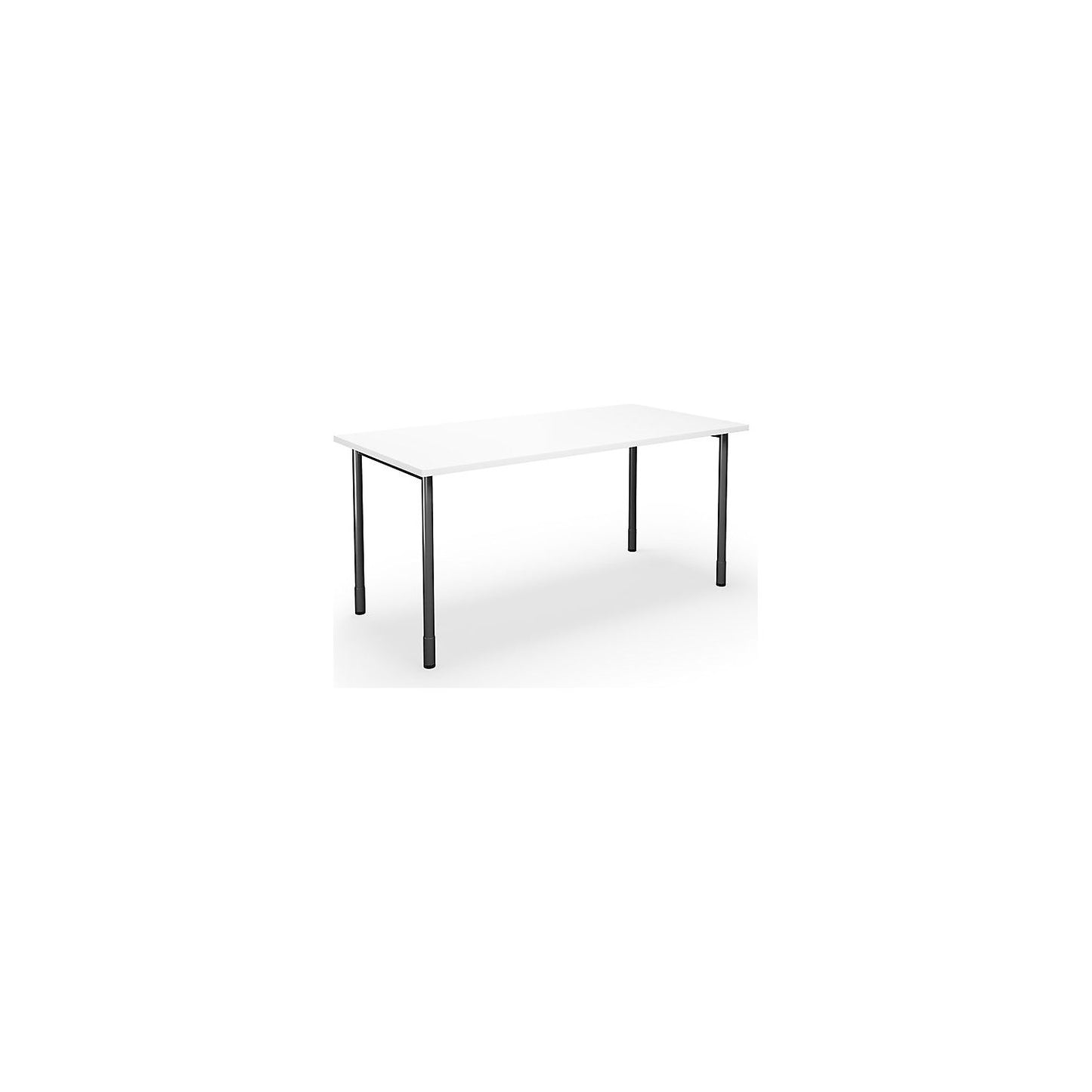 DUO-C multi-purpose desk, straight tabletop, HxD 700 - 800 x 800 mm, width 1600 mm, white, black.