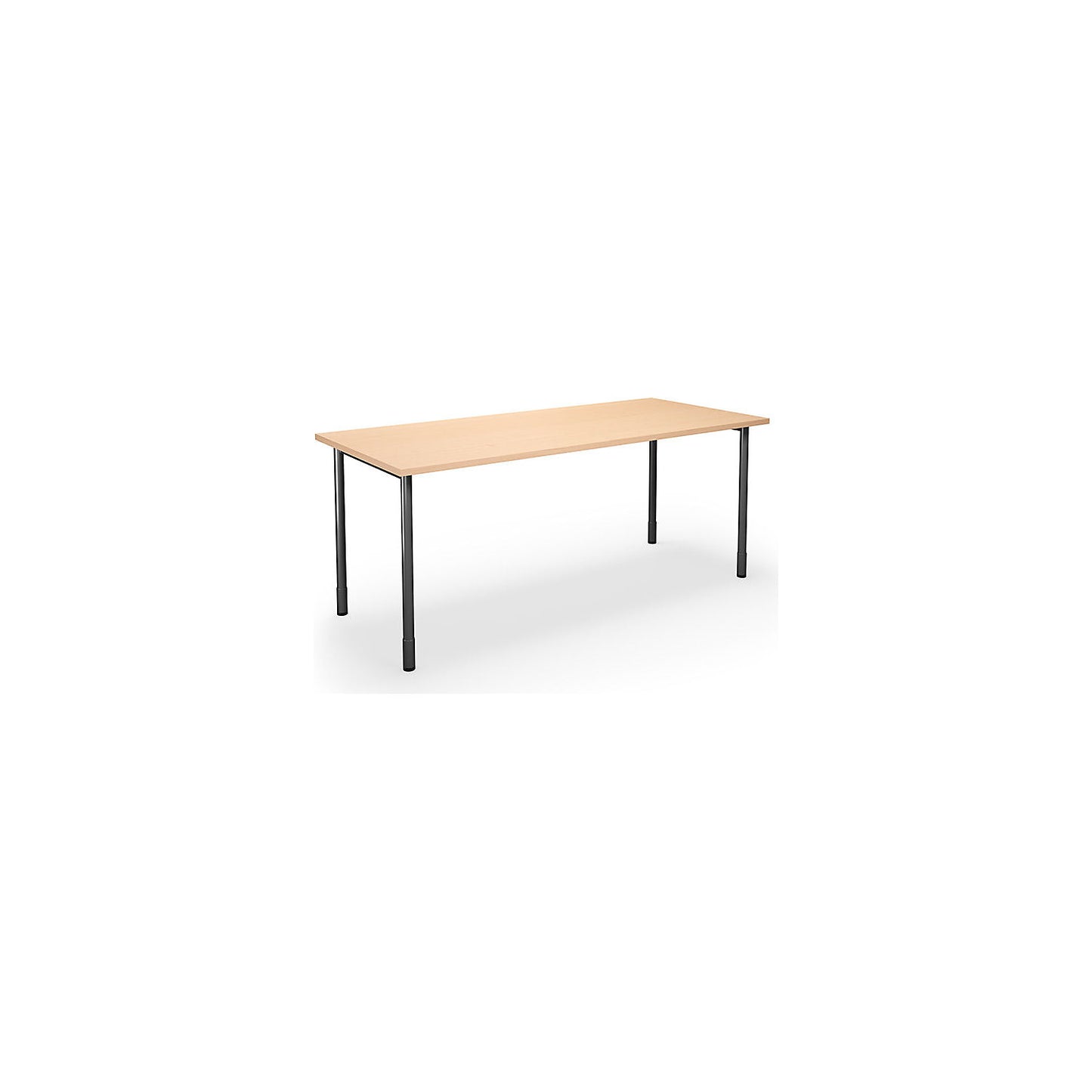 DUO-C multi-purpose desk, straight tabletop, HxD 700 - 800 x 800 mm, width 1600 mm, birch, black.