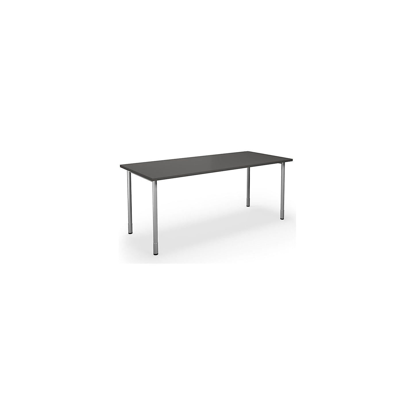 DUO-C multi-purpose desk, straight tabletop, HxD 700 - 800 x 800 mm, width 1800 mm, dark grey, silver.