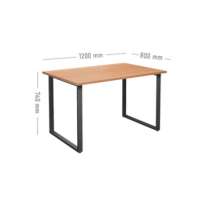 DUO-O multi-purpose desk, straight tabletop, depth 800 mm, width 1200 mm, beech / black.