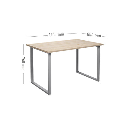 DUO-O multi-purpose desk, straight tabletop, depth 800 mm, width 1200 mm, oak / silver.