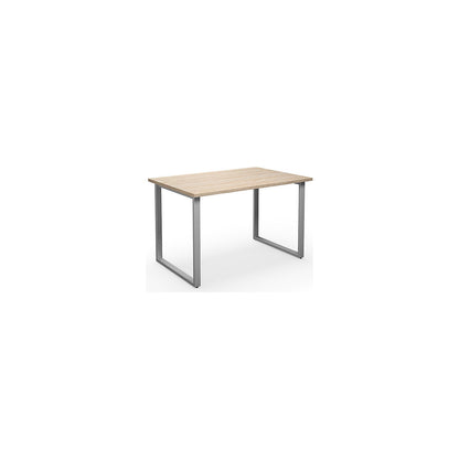 DUO-O multi-purpose desk, straight tabletop, depth 800 mm, width 1200 mm, oak / silver.