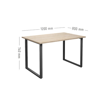 DUO-O multi-purpose desk, straight tabletop, depth 800 mm, width 1200 mm, oak / black.