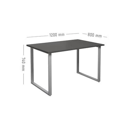 DUO-O multi-purpose desk, straight tabletop, depth 800 mm, width 1200 mm, dark grey / silver.