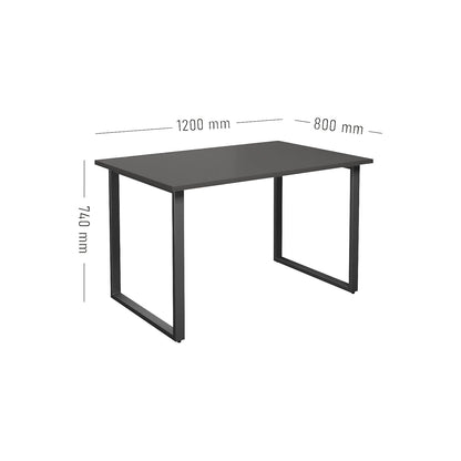 DUO-O multi-purpose desk, straight tabletop, depth 800 mm, width 1200 mm, dark grey / black.