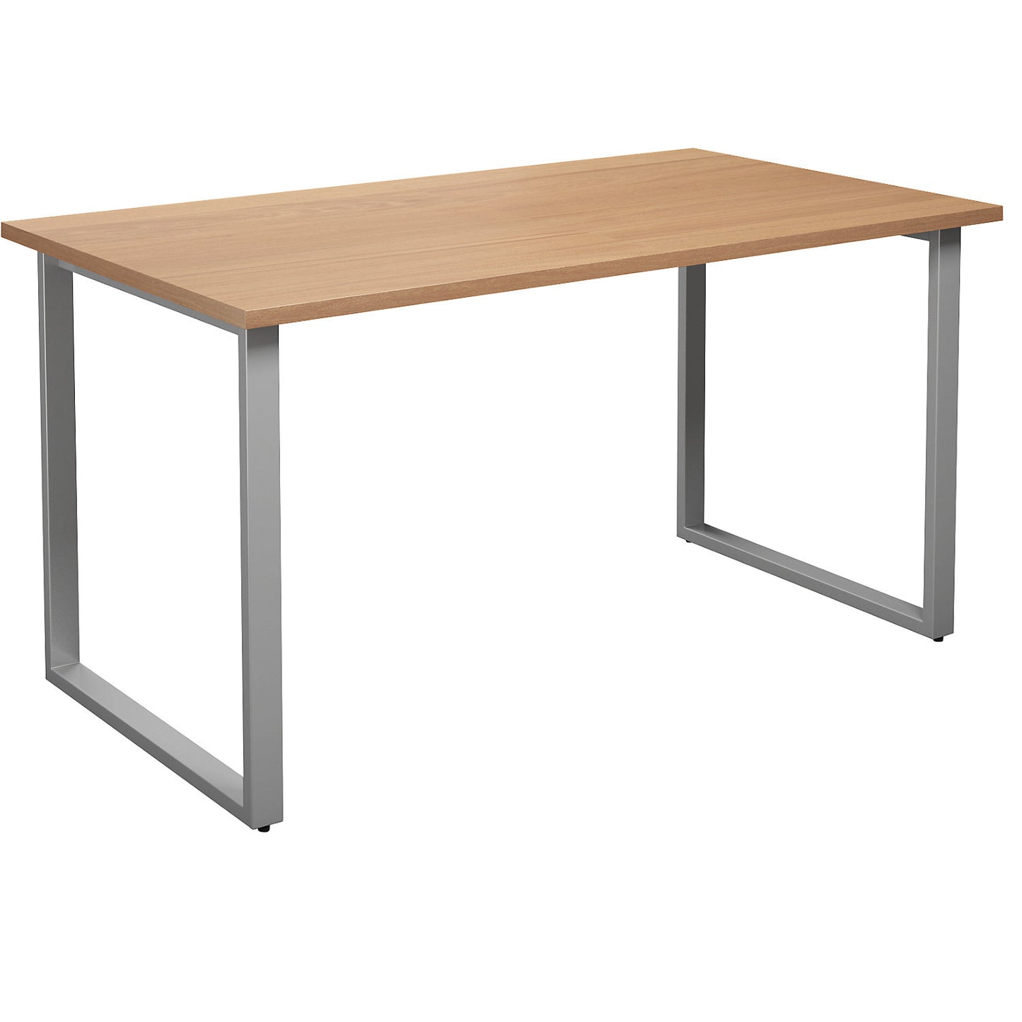 DUO-O multi-purpose desk, straight tabletop, depth 800 mm, width 1400 mm, beech / silver.