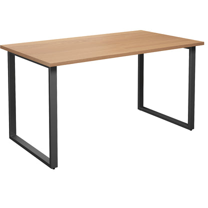DUO-O multi-purpose desk, straight tabletop, depth 800 mm, width 1400 mm, beech / black.