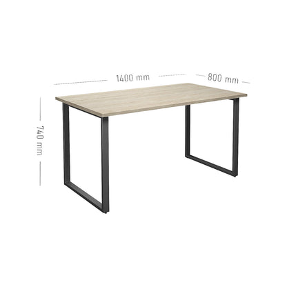 DUO-O multi-purpose desk, straight tabletop, depth 800 mm, width 1400 mm, oak / black.