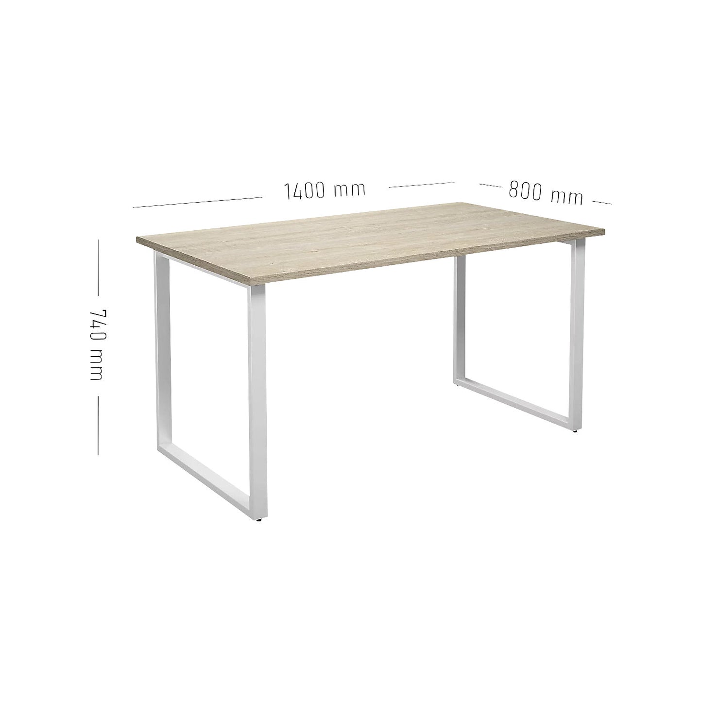 DUO-O multi-purpose desk, straight tabletop, depth 800 mm, width 1400 mm, oak / white.