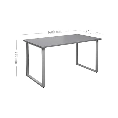 DUO-O multi-purpose desk, straight tabletop, depth 800 mm, width 1400 mm, light grey / silver.