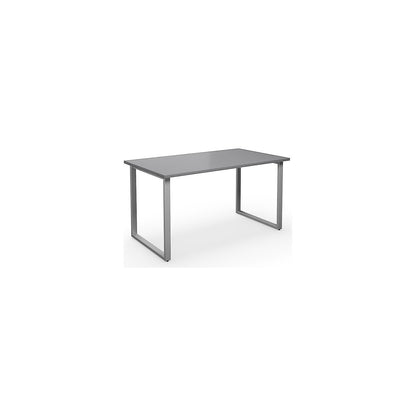 DUO-O multi-purpose desk, straight tabletop, depth 800 mm, width 1400 mm, light grey / silver.