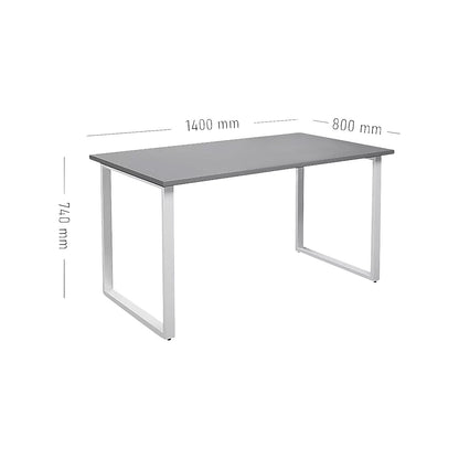 DUO-O multi-purpose desk, straight tabletop, depth 800 mm, width 1400 mm, light grey / white.