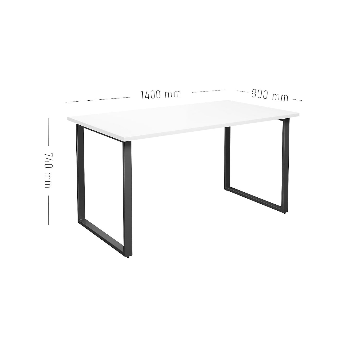 DUO-O multi-purpose desk, straight tabletop, depth 800 mm, width 1400 mm, white / black.