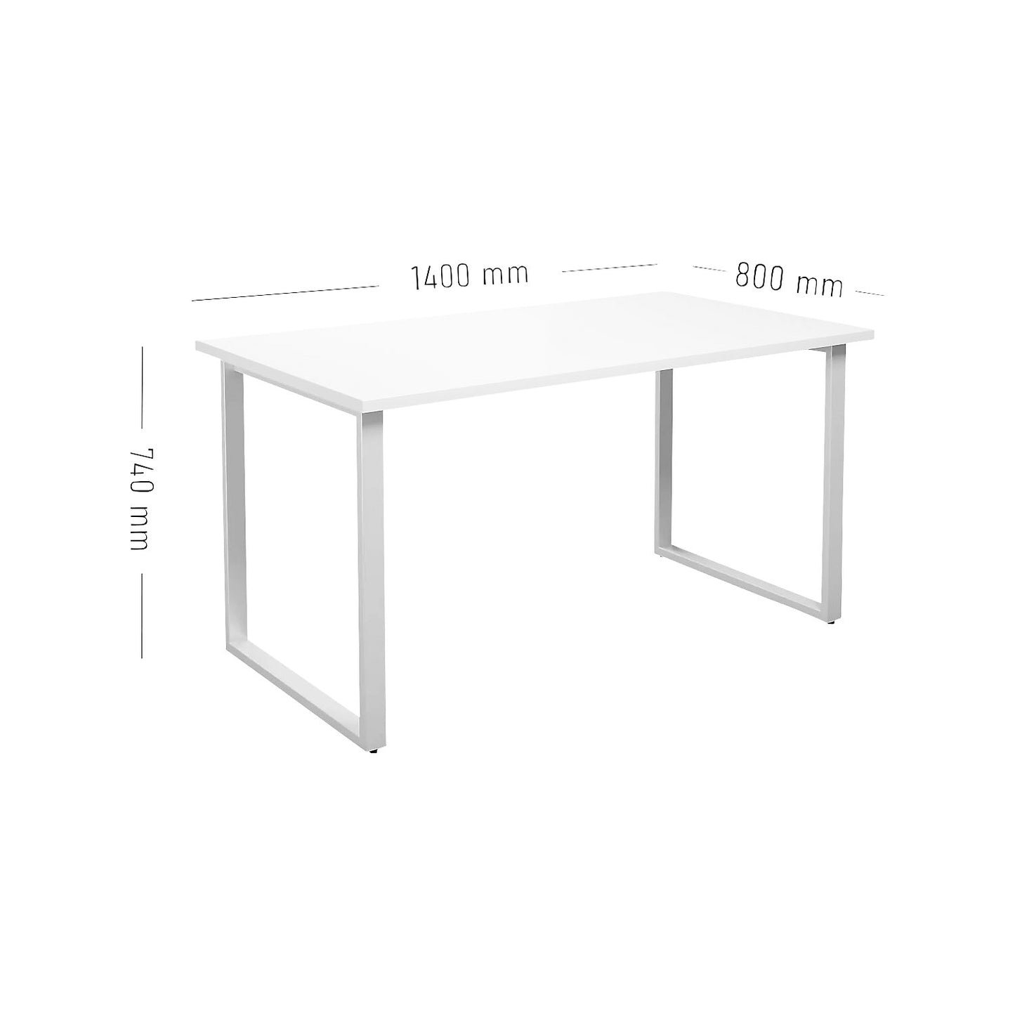 DUO-O multi-purpose desk, straight tabletop, depth 800 mm, width 1400 mm, white / white.