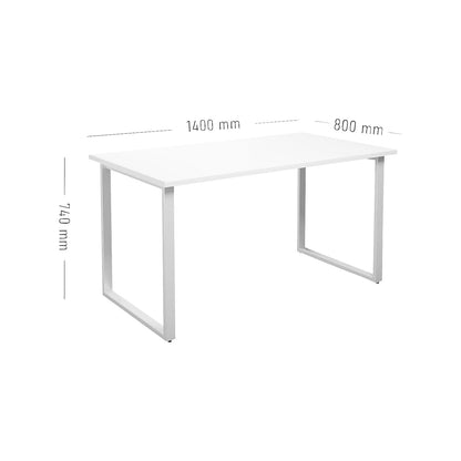 DUO-O multi-purpose desk, straight tabletop, depth 800 mm, width 1400 mm, white / white.