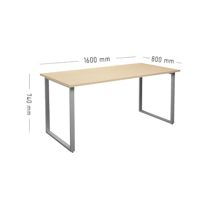 DUO-O multi-purpose desk, straight tabletop, depth 800 mm, width 1600 mm, birch / silver.