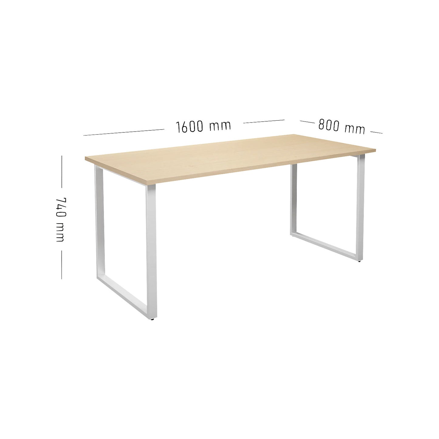DUO-O multi-purpose desk, straight tabletop, depth 800 mm, width 1600 mm, birch / white.