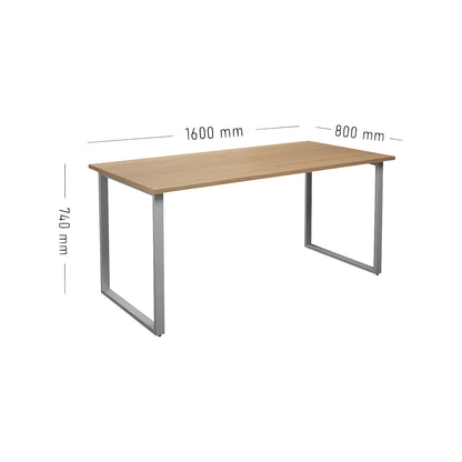 DUO-O multi-purpose desk, straight tabletop, depth 800 mm, width 1600 mm, beech / silver.