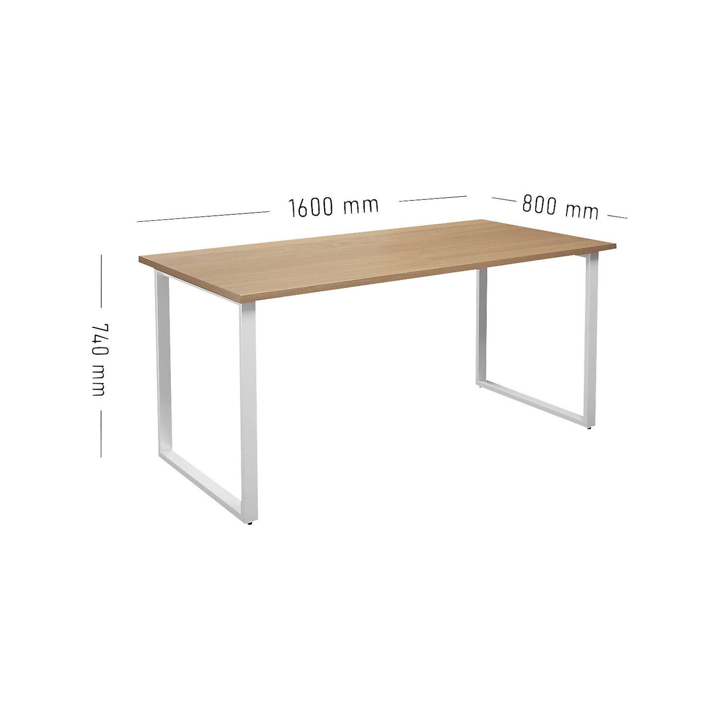 DUO-O multi-purpose desk, straight tabletop, depth 800 mm, width 1600 mm, beech / white.