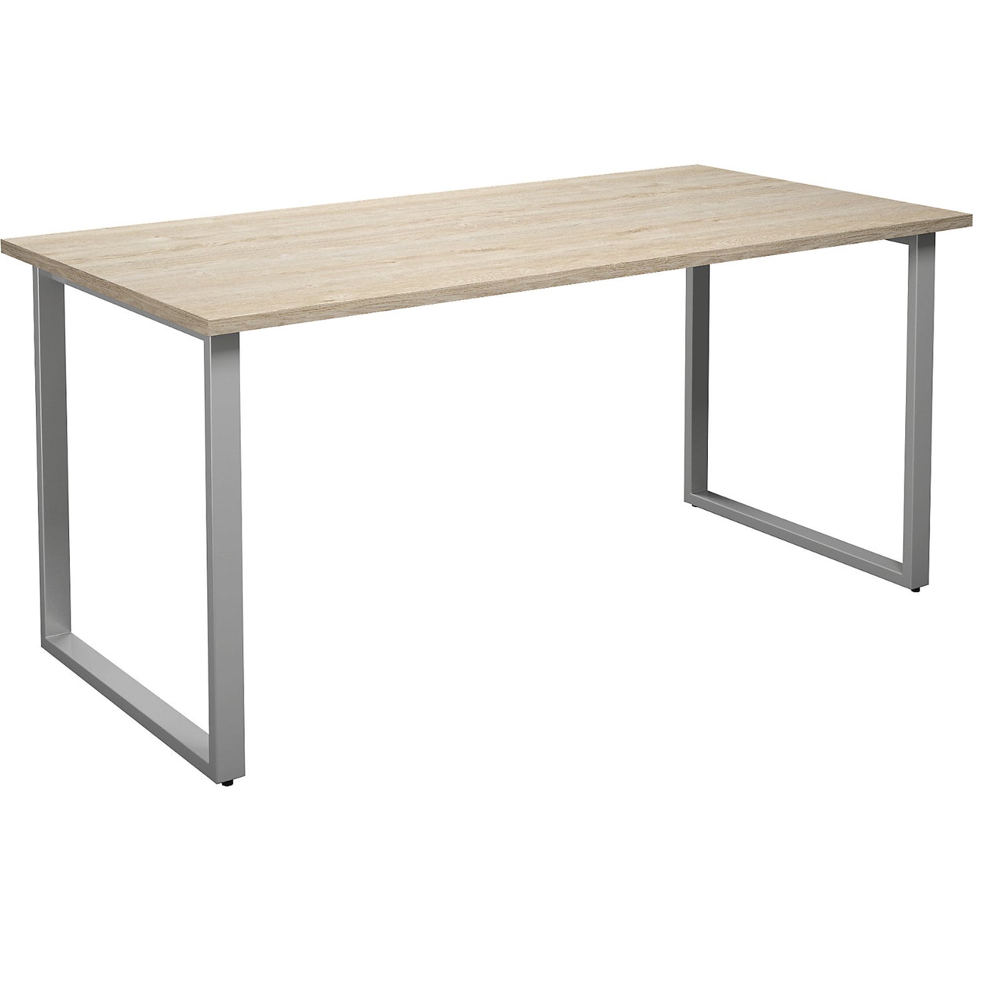 DUO-O multi-purpose desk, straight tabletop, depth 800 mm, width 1600 mm, oak / silver.