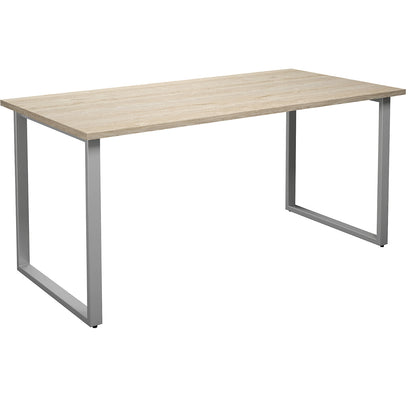 DUO-O multi-purpose desk, straight tabletop, depth 800 mm, width 1600 mm, oak / silver.