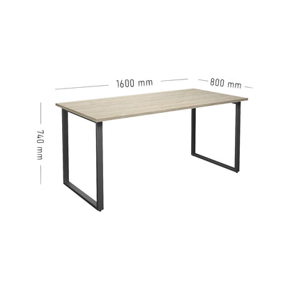 DUO-O multi-purpose desk, straight tabletop, depth 800 mm, width 1600 mm, oak / black.