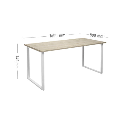 DUO-O multi-purpose desk, straight tabletop, depth 800 mm, width 1600 mm, oak / white.