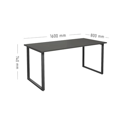 DUO-O multi-purpose desk, straight tabletop, depth 800 mm, width 1600 mm, dark grey / black.