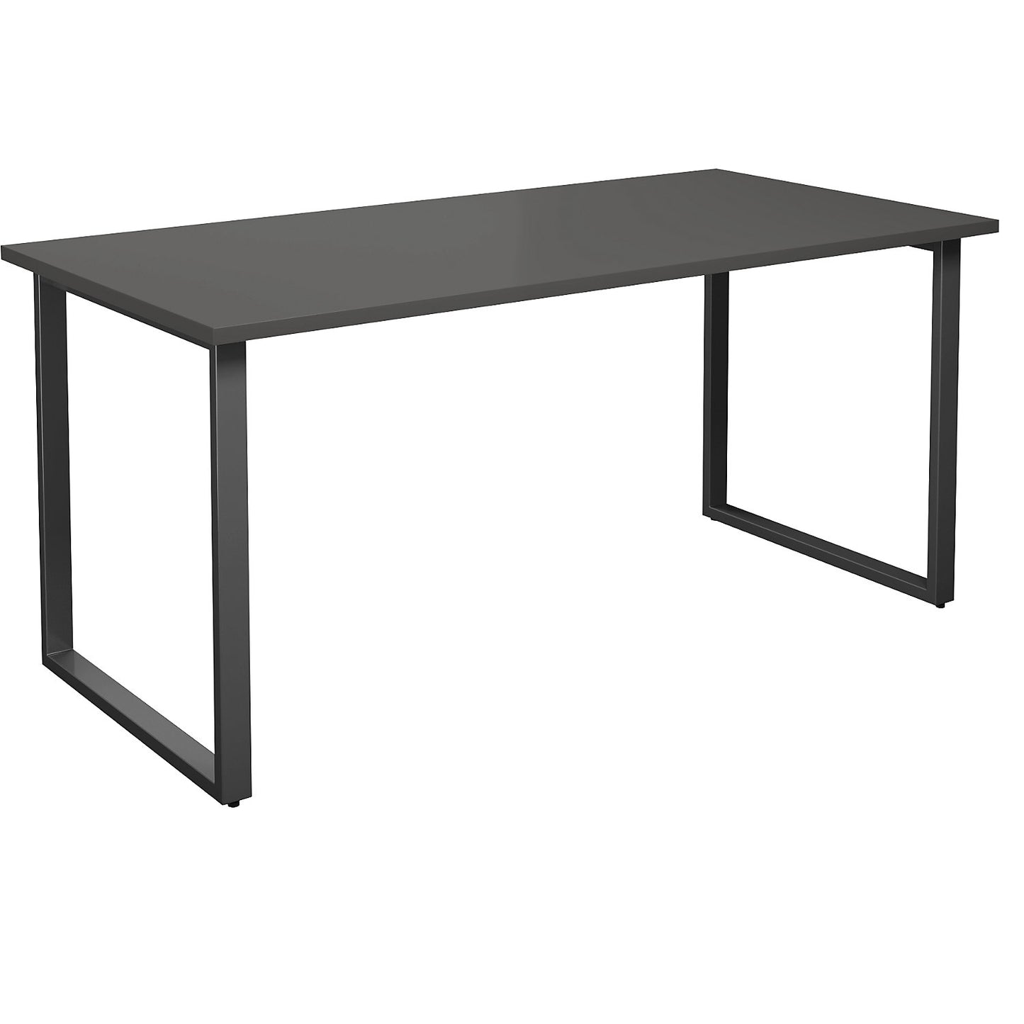 DUO-O multi-purpose desk, straight tabletop, depth 800 mm, width 1600 mm, dark grey / black.