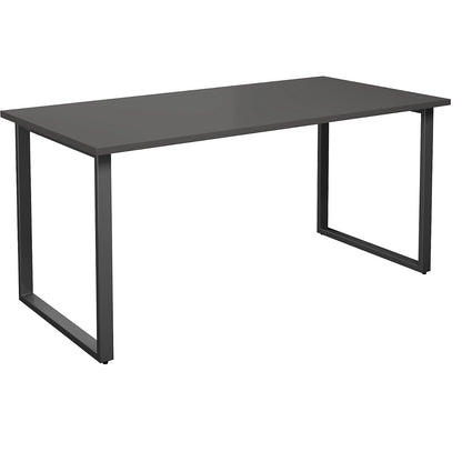 DUO-O multi-purpose desk, straight tabletop, depth 800 mm, width 1600 mm, dark grey / black.